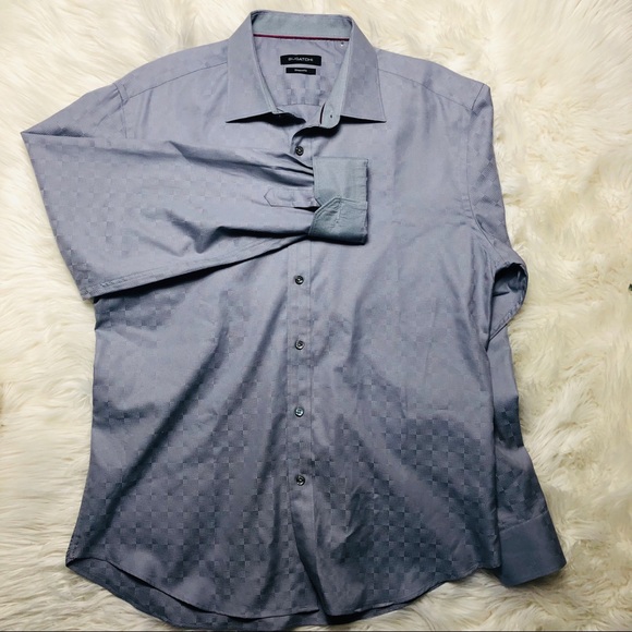 Bugatchi Men Gray Dress Shirts Flip Cuff Size XL - Picture 6 of 8